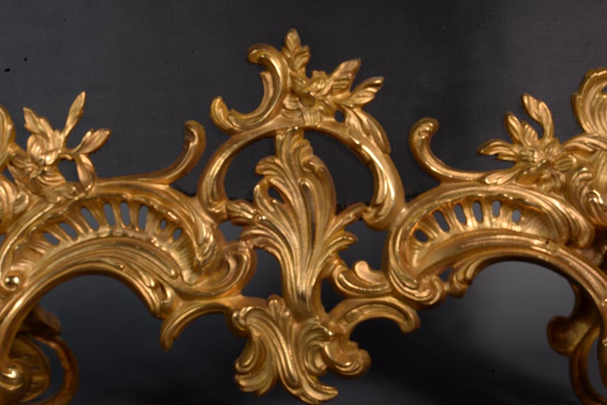 Very rich Louis XV style firescreen in gilt bronze-4