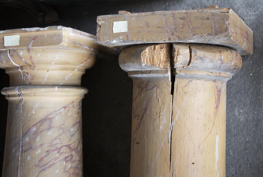 Set of wooden columns painted in imitation marble-4
