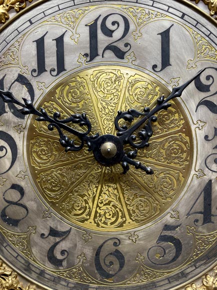 JULIUS GROSCHKUS (active in the second half of the 19th century), Mahogany grandfather clock with exotic decoration-2