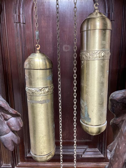 JULIUS GROSCHKUS (active in the second half of the 19th century), Mahogany grandfather clock with exotic decoration-9