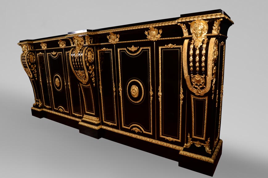 Alexandre BELLANGÉ - Important cupboard, ebony veneer and gilded bronze, coming from the Chateau of Dampierre-2