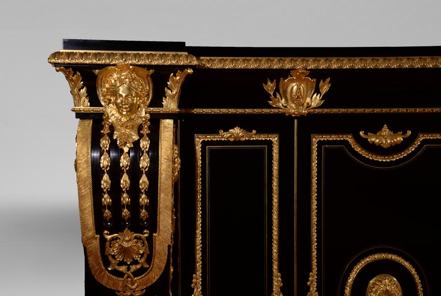 Alexandre BELLANGÉ - Important cupboard, ebony veneer and gilded bronze, coming from the Chateau of Dampierre-4