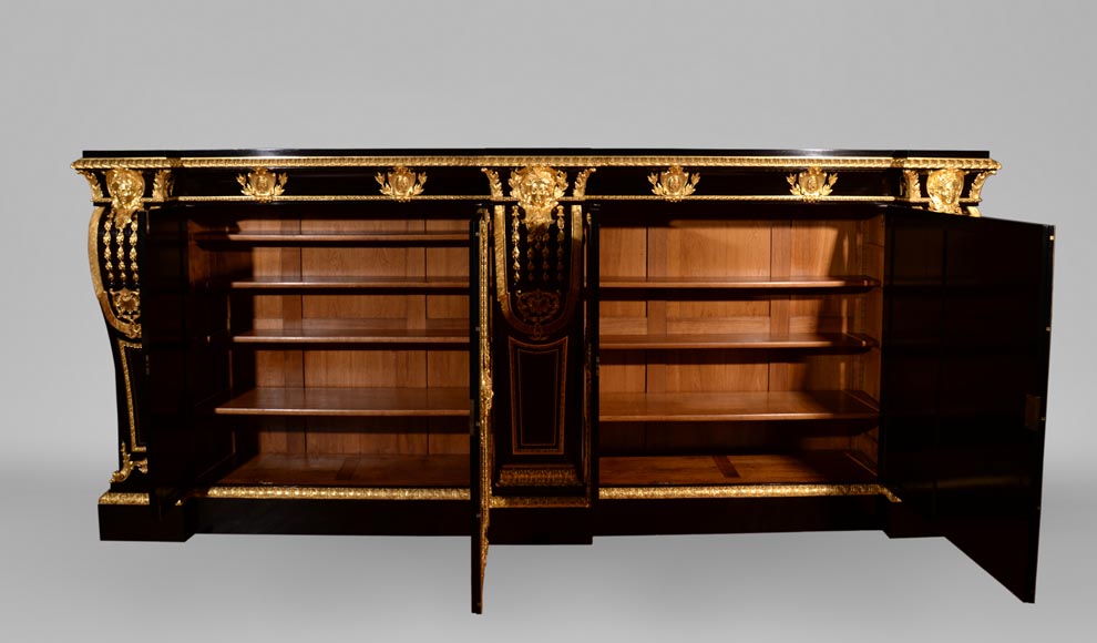 Alexandre BELLANGÉ - Important cupboard, ebony veneer and gilded bronze, coming from the Chateau of Dampierre-16