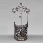 Rare antique 19th century well in cast iron and wrought iron