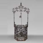 Rare antique 19th century well in cast iron and wrought iron