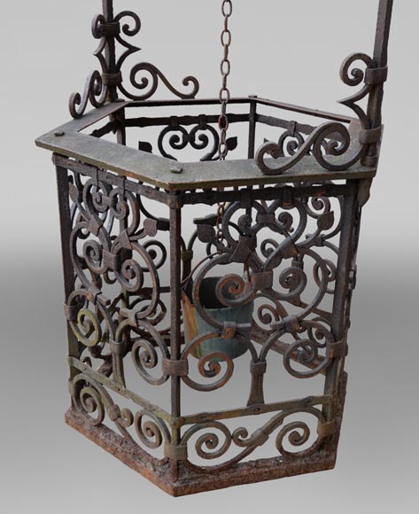 Rare antique 19th century well in cast iron and wrought iron-5