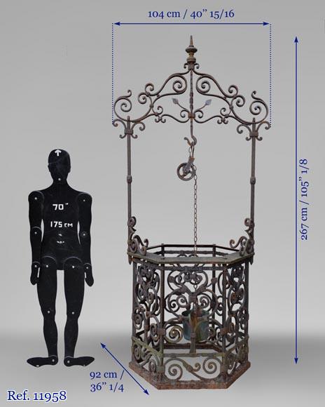 Rare antique 19th century well in cast iron and wrought iron-10