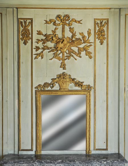 Louis XVI style paneled room comprising a Louis XVI period mantel and its trumeau-5
