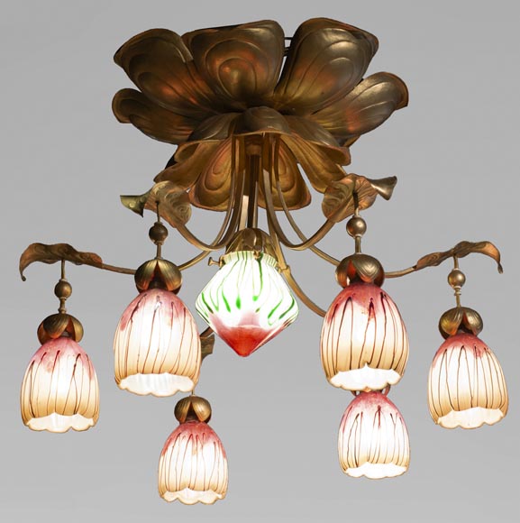 Antique chandelier in Art Nouveau style with seven lights-0
