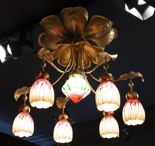 Antique chandelier in Art Nouveau style with seven lights-1