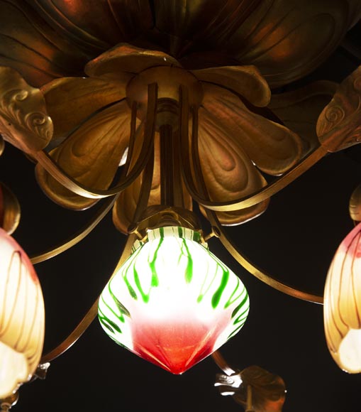 Antique chandelier in Art Nouveau style with seven lights-4