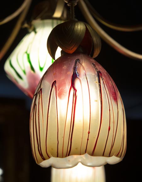 Antique chandelier in Art Nouveau style with seven lights-6