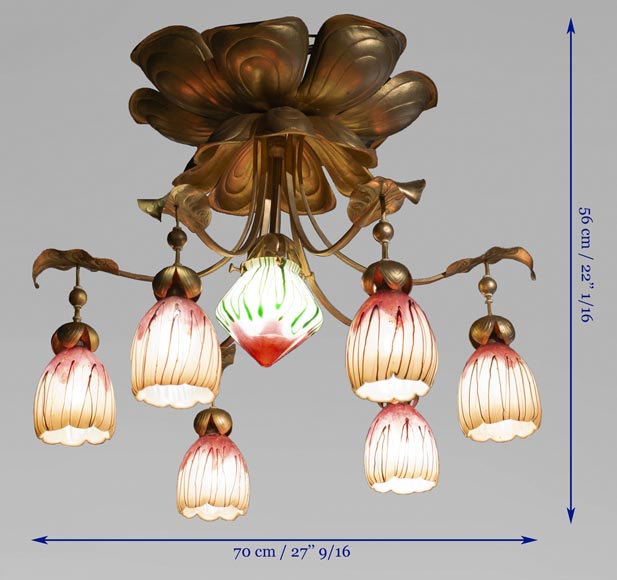 Antique chandelier in Art Nouveau style with seven lights-8