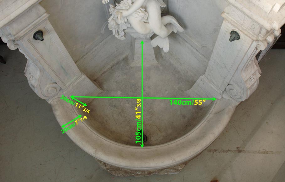 Monumental Garden Fountain in Carrara marble and Statuary marble attributed to Rudolf Weyr, Vienna, late 19th century-14