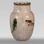 Edmond LACHENAL (1855-1930) - Glazed ceramic ovoid vase with carp decoration