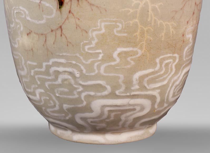 Edmond LACHENAL (1855-1930) - Glazed ceramic ovoid vase with carp decoration-8