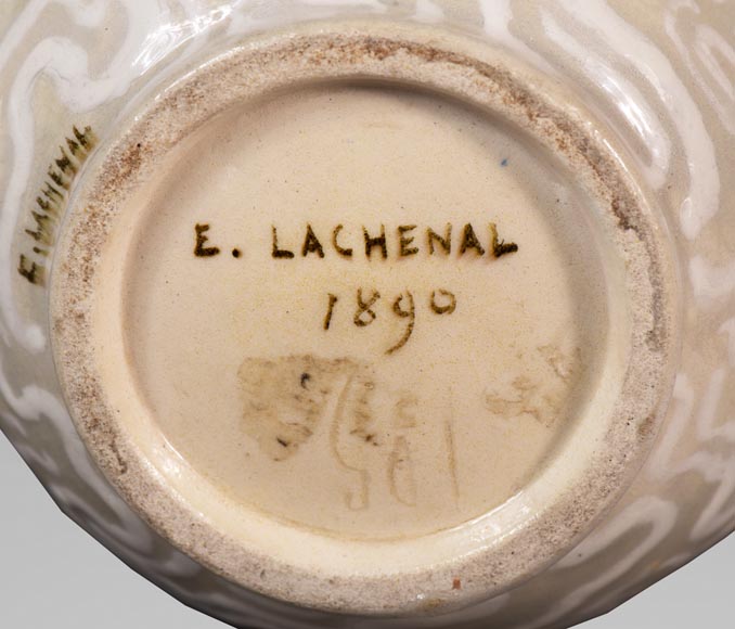 Edmond LACHENAL (1855-1930) - Glazed ceramic ovoid vase with carp decoration-12