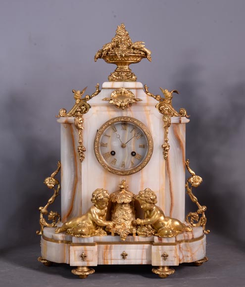 Napoleon III set clock in gilt bronze and onyx, circa 1860
