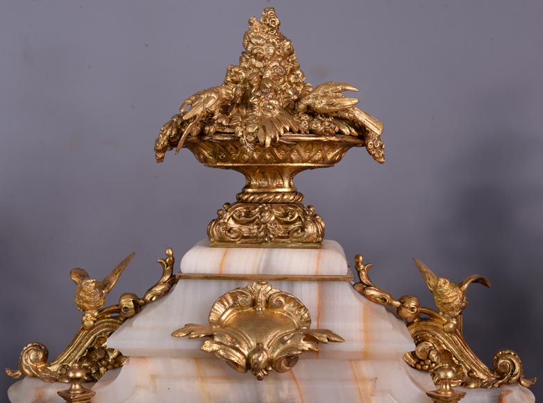 Napoleon III set clock in gilt bronze and onyx, circa 1860-3