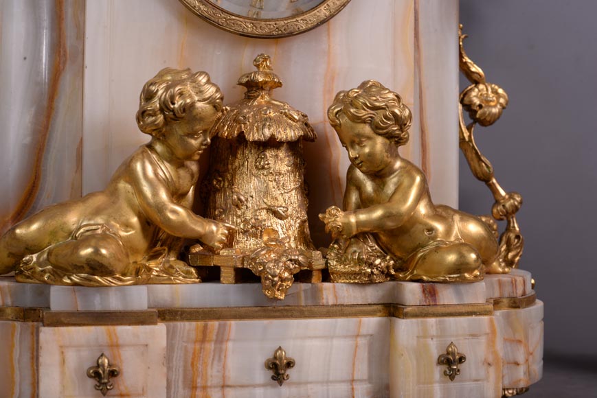 Napoleon III set clock in gilt bronze and onyx, circa 1860-6