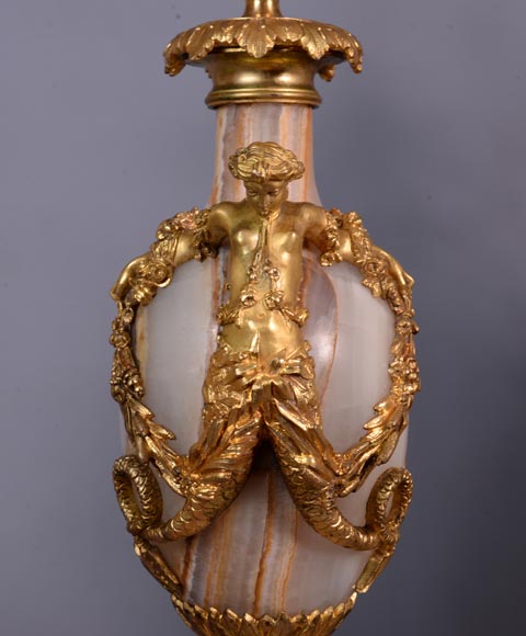 Napoleon III set clock in gilt bronze and onyx, circa 1860-9