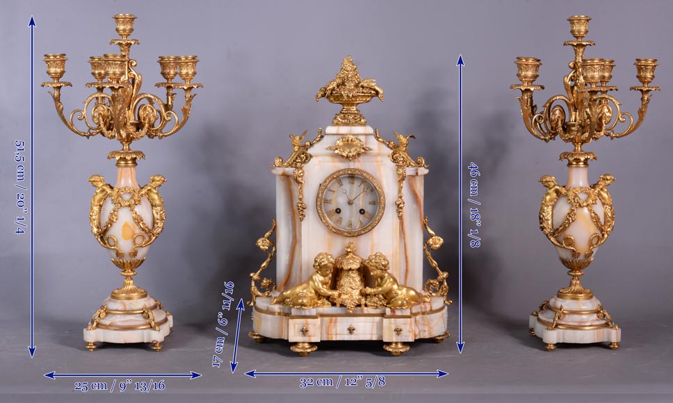 Napoleon III set clock in gilt bronze and onyx, circa 1860-13