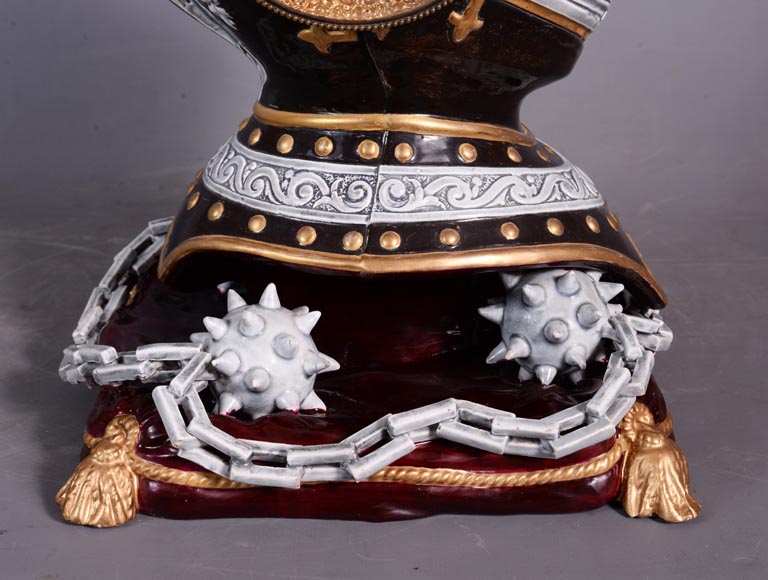 Helm clock in enameled ceramic, end of the 19th century-7