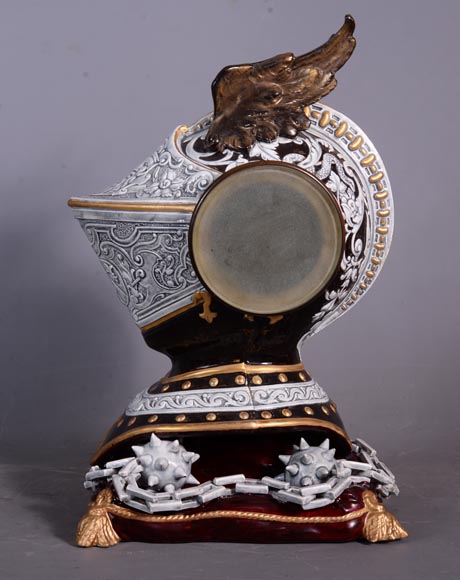Helm clock in enameled ceramic, end of the 19th century-10