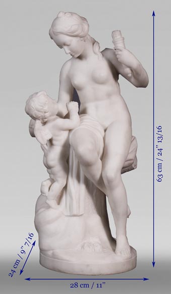 Etienne Maurice FALCONET (from) - Venus removing Cupid's quiver, in Carrara marble-11