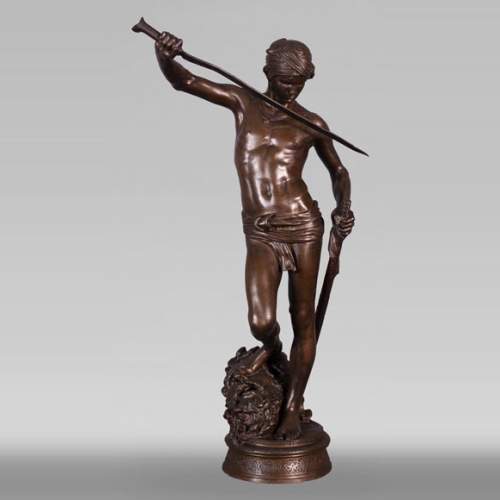 Antonin MERCIÉ (1845-1916) - DAVID and GOLIATH in bronze with brown patina