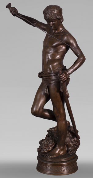 Antonin MERCIÉ (1845-1916) - DAVID and GOLIATH in bronze with brown patina-1