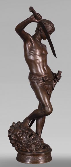 Antonin MERCIÉ (1845-1916) - DAVID and GOLIATH in bronze with brown patina-2
