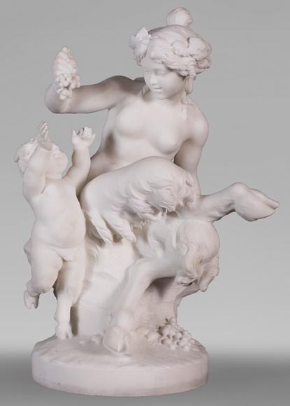CLODION ( from) - Faunesse et Amour in marble-0