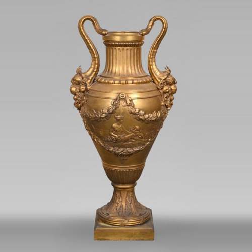 Ferdinand Barbedienne (1810-1892), Large Antique-Style Gilt Bronze Vase