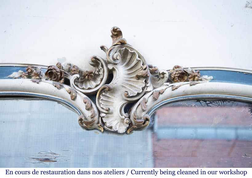 Antique Louis XV style trumeau with a pediment decorated with a beautiful shell-2