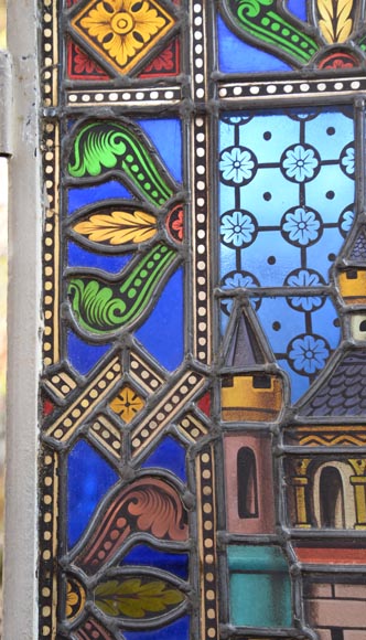 Pair of Religious stained glass depicting saints-8