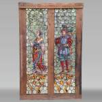 Neo-Renaissance style stained glass with characters