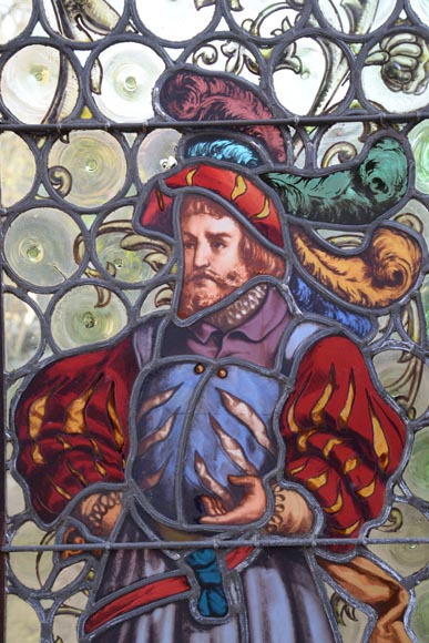 Neo-Renaissance style stained glass with characters-6