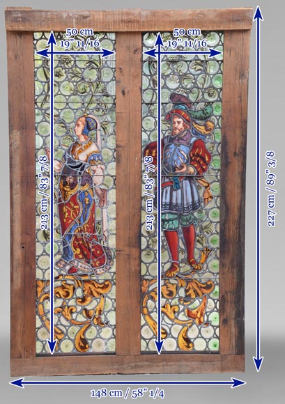 Neo-Renaissance style stained glass with characters-8