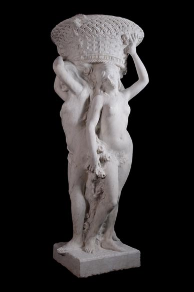 Alphonse MONCEL de PERRIN (1866-1930) - « Three Graces », Important garden sculptures in Carrara marble-1