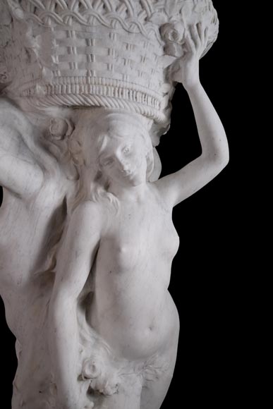 Alphonse MONCEL de PERRIN (1866-1930) - « Three Graces », Important garden sculptures in Carrara marble-2