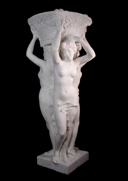 Alphonse MONCEL de PERRIN (1866-1930) - « Three Graces », Important garden sculptures in Carrara marble-6