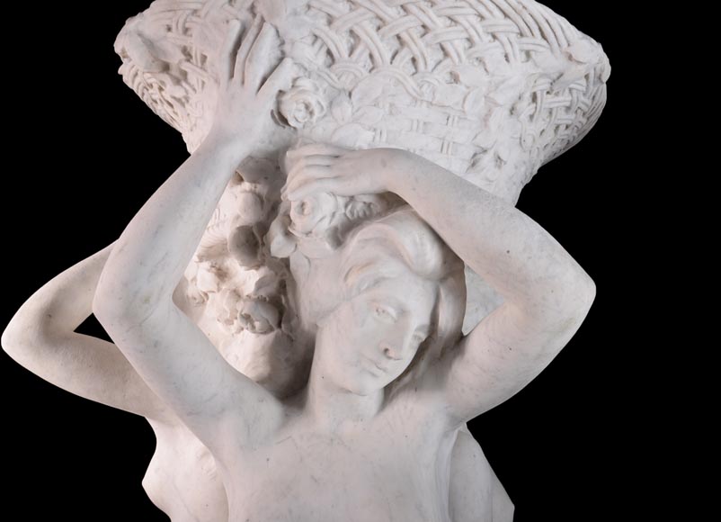 Alphonse MONCEL de PERRIN (1866-1930) - « Three Graces », Important garden sculptures in Carrara marble-9