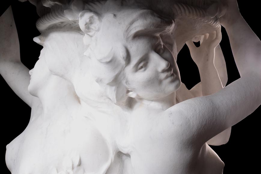 Alphonse MONCEL de PERRIN (1866-1930) - « Three Graces », Important garden sculptures in Carrara marble-14
