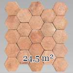 Important lot of 24.5 m² of antique hexagonal terracotta tiles, 19th century