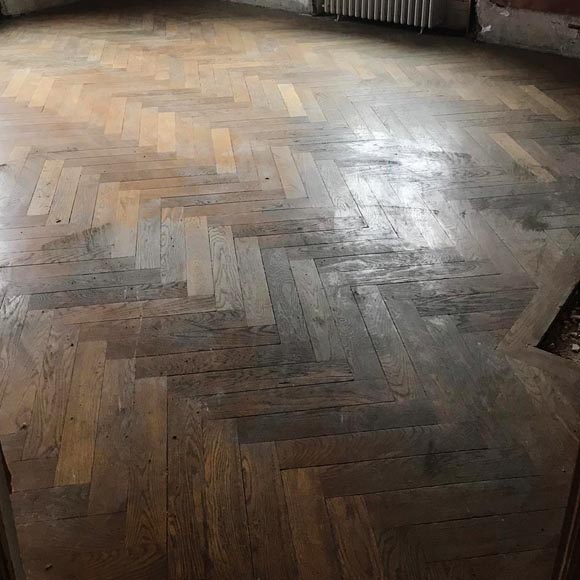 Lot of 70m² of antique Broken sticks oak parquet flooring-0