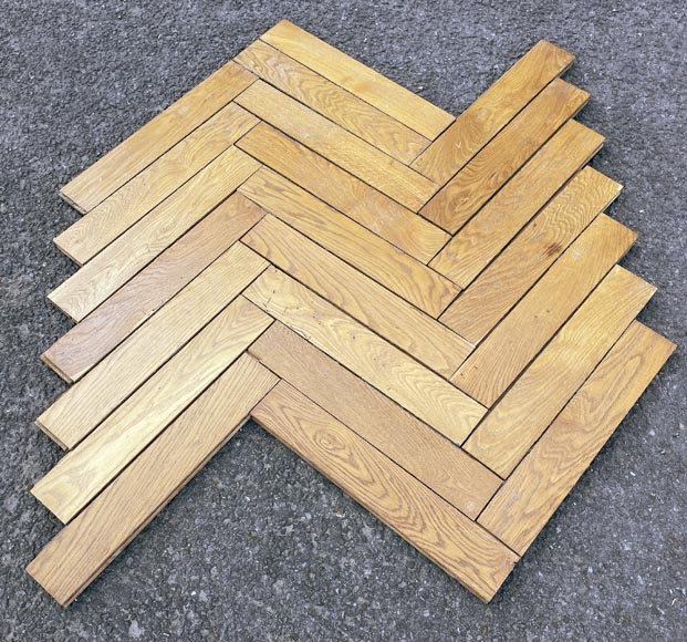 Lot of 70m² of antique Broken sticks oak parquet flooring-3