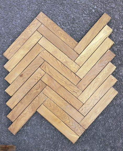 Lot of 70m² of antique Broken sticks oak parquet flooring-4