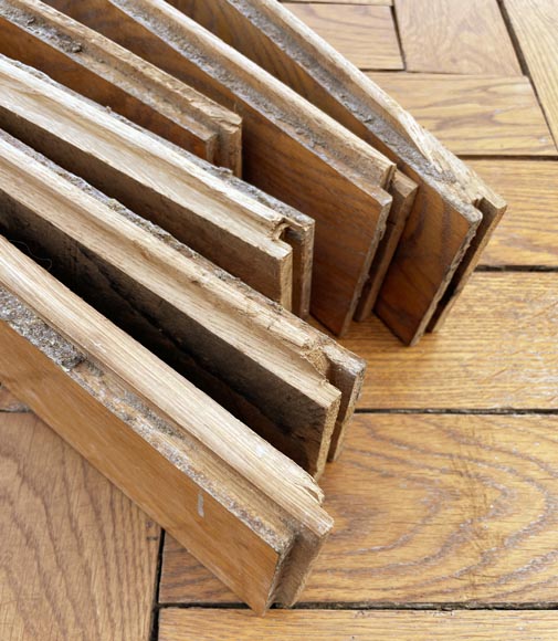 Lot of 70m² of antique Broken sticks oak parquet flooring-5