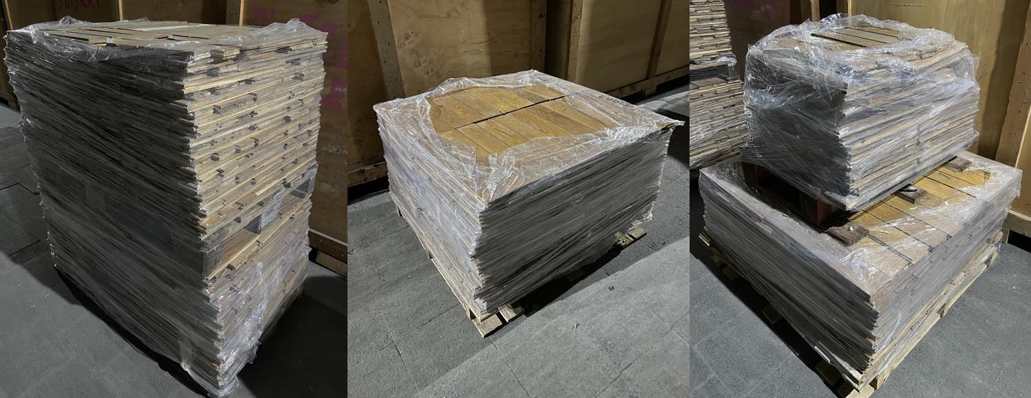 Lot of 70m² of antique Broken sticks oak parquet flooring-8